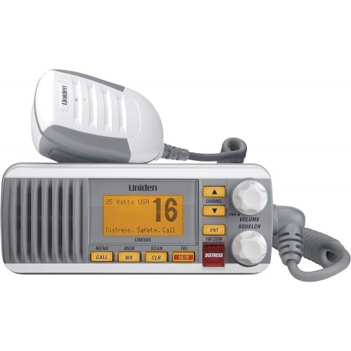  Uniden UM385 25 Watt Fixed Mount Marine Vhf Radio, Waterproof IPX4 with Triple Watch, Dsc, Emergency/Noaa Weather Alert, All Usa/International/Canadian Marine Channels, Memory Chan