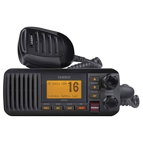  Uniden UM385BK 25 Watt Fixed Mount Marine Vhf Radio, Waterproof IPX4 W/ Triple Watch, Dsc, Emergency/Noaa Weather Alert, All Usa/International/Canadian Marine Channels, Memory Chan