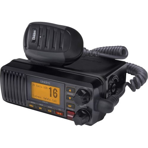  Uniden UM385BK 25 Watt Fixed Mount Marine Vhf Radio, Waterproof IPX4 W/ Triple Watch, Dsc, Emergency/Noaa Weather Alert, All Usa/International/Canadian Marine Channels, Memory Chan