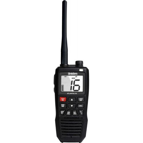  Uniden Atlantis 275 Handheld Two-Way VHF Marine Radio, Floating IPX8 Submersible Waterproof, Large Dual-Color Screen, 6-Watt, All USA/International/Canadian Marine Channels, NOAA W