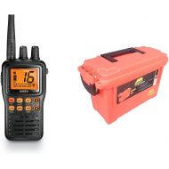 Uniden MHS75 Waterproof Handheld 2-Way VHF Marine Radio, Black & Plano 1312 Dry Storage Emergency Marine Box, Orange