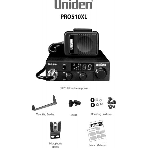  [아마존베스트]Uniden PRO510XL Pro Series 40-Channel CB Radio. Compact Design. Backlit LCD Display. Public Address. ANL Switch and 7 Watts of Audio Output. Unique PLL Circuit. S/RF LED Meter.