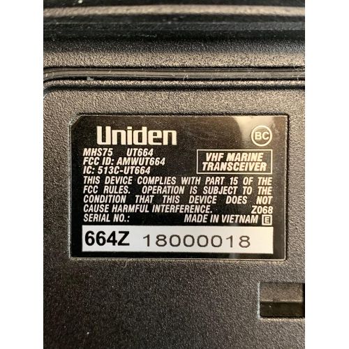  [아마존베스트]Uniden MHS75 Waterproof Handheld 2-Way VHF Marine radio, Submersible, Selectable 1/2.5/5 Watt Transmit Power. All USA/International and Canadian Marine Channels - Color Black