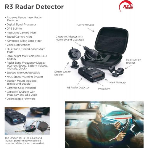  Uniden R3 Extreme Long Range Radar Laser Detector GPS, 360 Degree, DSP, Voice Alert
