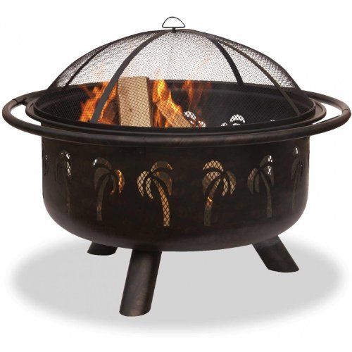  Uniflame 32 In Oil Rubbed Bronze Firebowl wPalm Design