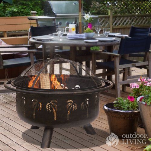  Uniflame 32 In Oil Rubbed Bronze Firebowl wPalm Design