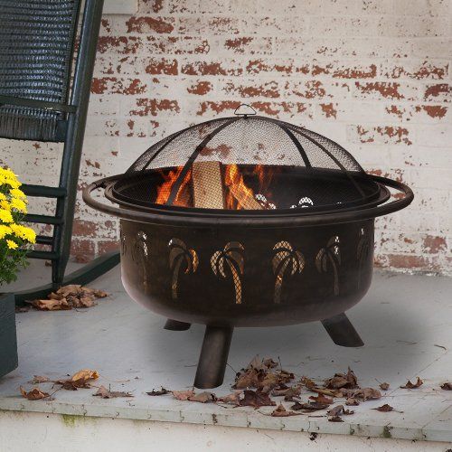  Uniflame 32 In Oil Rubbed Bronze Firebowl wPalm Design