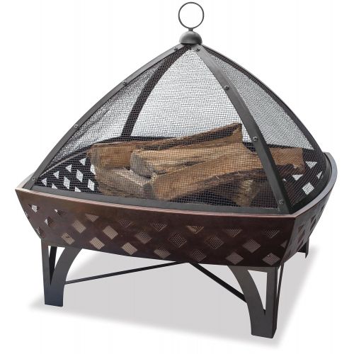  Uniflame Endless Summer, WAD1401SP, Outdoor Fire Bowl with Lattice, Oil Rubbed Bronze