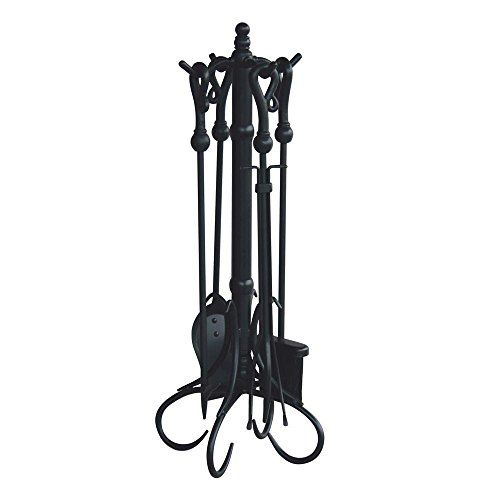  Uniflame F1742 Black 5 Piece Ornate Fireset with Horse-Shoe Handles