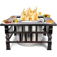 Uniflasy Fire Pit Surround Tabletop for Solo Stove Bonfire and Ranger Wood Burning, Powder-Coated Steel Surround Tabletop, Large Space Fire Pit Stand, Outdoor Wood Burning Solo Stove Accessories
