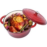 Uniflasy Dutch Oven Pot with Lid, 6 Quart Enameled Cast Iron Dutch Oven with Big Dual Handles, Stock Pot, Bread Oven for Sourdough Bread Baking, Cast Iron Pot Oven for Versatile Cooking, Red