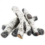 Uniflasy Gas Fireplace Logs, 6pcs Ceramic White Birch Wood Firepit Gas Logs for Firebowl, Vented, Gel, Ventless, Electric, Gas Inserts, Propane, Indoor or Outdoor Gas Fireplace Fir