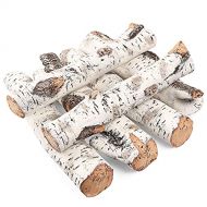 Uniflasy Gas Fireplace Log Set Ceramic White Birch for Intdoor Inserts, Vented, Propane, Electric Gas Fireplaces, Outdoor Firebowl, Linear Fire Pits Ceramic Fiber Fake Wood Logs, F
