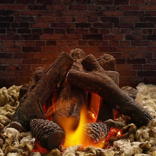  Uniflasy 10 Pcs Gas Fireplace Log Set, Ceramic Wood Fake Log for Firebowl, Propane & Natual Gas, Gas Inserts, Fireplaces, Fire Pits, Ventless, Electric Outdoor & Indoor Fireplace D