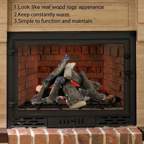  Uniflasy 10 Pcs Gas Fireplace Log Set, Ceramic Wood Fake Log for Firebowl, Propane & Natual Gas, Gas Inserts, Fireplaces, Fire Pits, Ventless, Electric Outdoor & Indoor Fireplace D