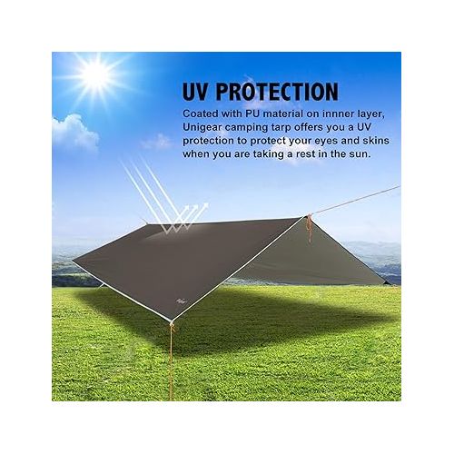  Unigear Hammock Rain Fly Waterproof Tent Tarp, UV Protection and PU 3000mm Waterproof, Lightweight for Camping, Backpacking and Outdoor Adventure
