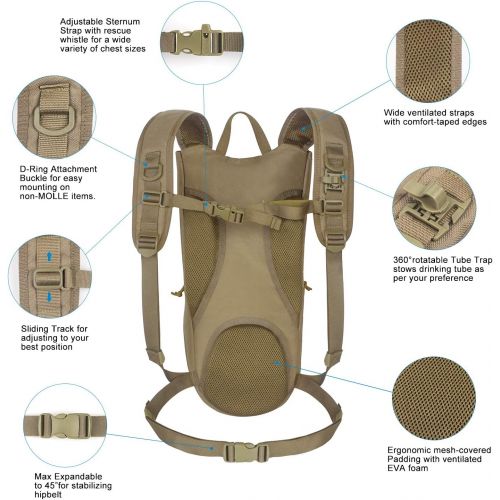  [아마존 핫딜]  [아마존핫딜]Unigear Tactical Hydration Pack Backpack 900D with 2.5L Bladder for Hiking, Biking, Running, Walking and Climbing