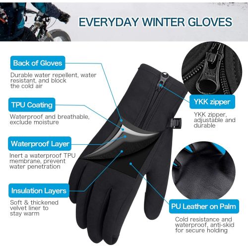  [아마존 핫딜] [아마존핫딜]Unigear Winter Gloves Waterproof Outdoor Touch Screen Gloves for Running, Walking, Cycling, Ridding and Driving for Men & Women