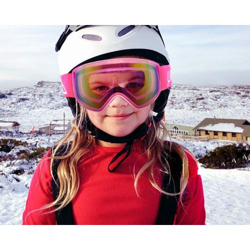  [아마존핫딜][아마존 핫딜] Unigear Skido X2 Ski Goggles, Toric Dual Lens Snowboard Snow Goggles for Kids, Men and Women - OTG & 100% UV Protection (Revo Pink Lens (VLT 45%), Kids)