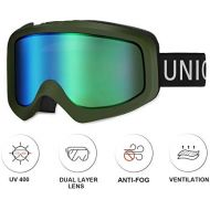 [아마존핫딜][아마존 핫딜] Unigear Skido X1 Ski Goggles, Snowboard Snow Goggles for Men, Women & Youth - Anti-Fog & 100% UV Protection (Revo Green Lens (VLT 52.5%))