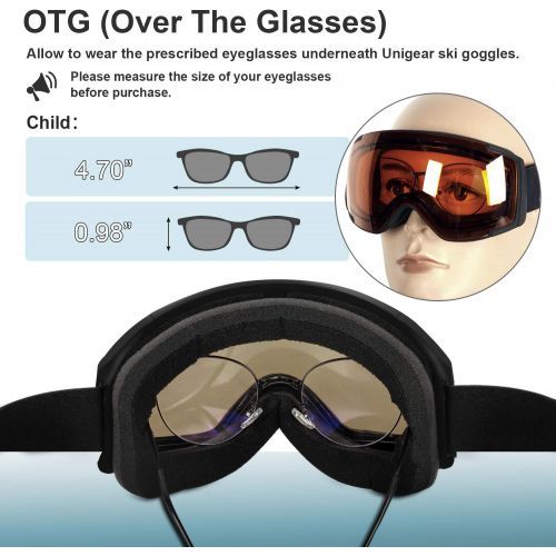  [아마존 핫딜] Unigear Skido X2 Ski Goggles, Toric Dual Lens Snowboard Snow Goggles for Kids, Men and Women - OTG & 100% UV Protection