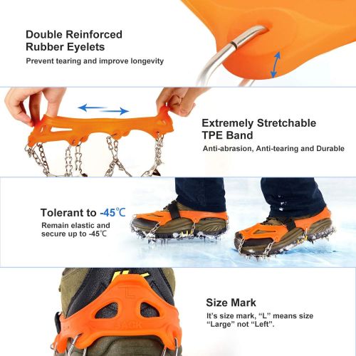  [아마존 핫딜] Unigear Traction Cleats Ice Snow Grips with 18 Spikes for Walking, Jogging, Climbing and Hiking