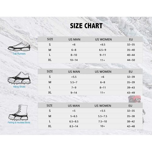  [아마존 핫딜] Unigear Traction Cleats Ice Snow Grips with 18 Spikes for Walking, Jogging, Climbing and Hiking