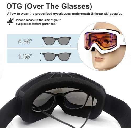  [아마존 핫딜] Unigear Skido X1 Ski Goggles, Snowboard Snow Goggles for Men, Women & Youth  Anti-Fog & 100% UV Protection