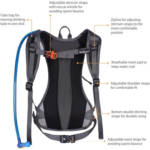  [아마존베스트]Unigear Hydration Pack Backpack with 70 oz 2L Water Bladder for Running, Hiking, Cycling, Climbing, Camping, Biking