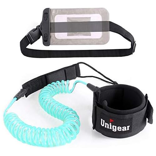  Visit the Unigear Store Unigear Premium SUP Leash 10 Coiled Stand Up Paddle Board Surfboard Leash Stay on Board with Waterproof Phone Case/Wallet