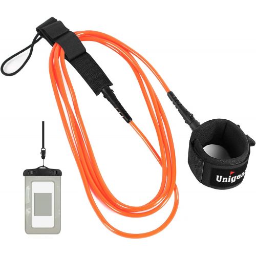  Visit the Unigear Store Unigear Surfboard Leash, Premium and Straight Surf Leash for Safer and Unbounded Surfing with Waterproof Phone Case, 6/8/9/10 feet