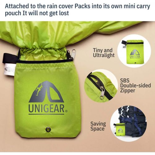  Unigear Backpack Rain Cover Waterproof Rating 5000mm, Ultraportable and Durable with 2 Anti-Slip Buckle Strap, Integrated Carry Pouch Design