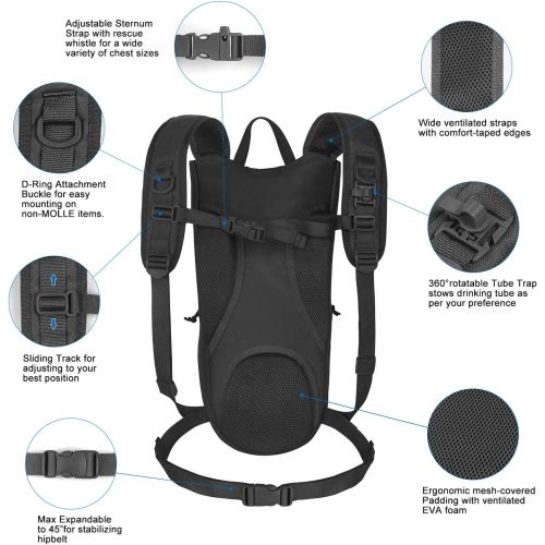  Unigear Tactical Hydration Packs Backpack 1050D with 2.5L Water Bladder, Thermal Insulation Pack Keeps Liquid Cool up to 4 Hours for Hiking, Cycling, Hunting and Climbing