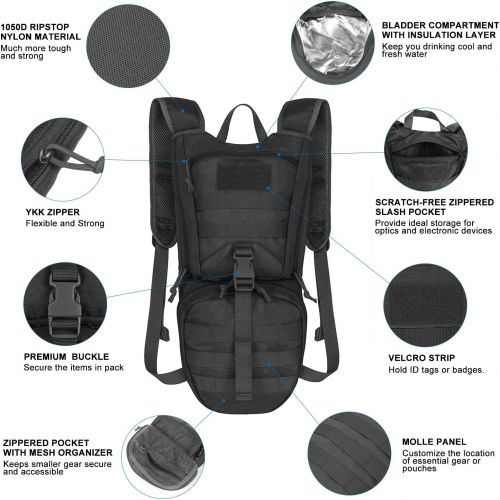  Unigear Tactical Hydration Packs Backpack 1050D with 2.5L Water Bladder, Thermal Insulation Pack Keeps Liquid Cool up to 4 Hours for Hiking, Cycling, Hunting and Climbing