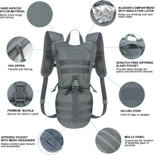  Unigear Tactical Hydration Packs Backpack 1050D with 2.5L Water Bladder, Thermal Insulation Pack Keeps Liquid Cool up to 4 Hours for Hiking, Cycling, Hunting and Climbing