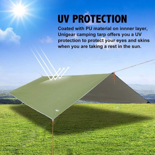  Unigear Hammock Rain Fly Waterproof Tent Tarp, UV Protection and PU 3000mm Waterproof, Lightweight for Camping, Backpacking and Outdoor Adventure