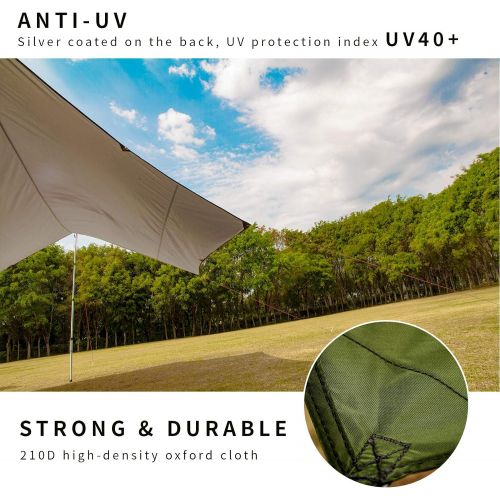  Unigear Hammock Rain Fly Camping Tarp, 15x14FT/12x10FT Multifunctional Waterproof Tent Tarp, Lightweight and Compact for Backpacking, Hiking, Traveling