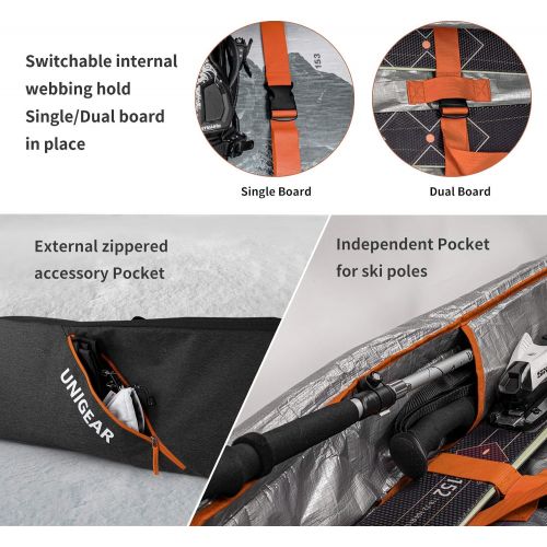  [아마존베스트]Unigear Ski Bag Snowboard Bag Reinforced Double Padding Bag, Perfect for Road Trips and Air Plane Travel for Snowboard, Goggles, Gloves, Ski Outdoor Camping, and Hiking Accessories