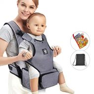 Baby Carrier with Hip seat and Baby Diaper Bag 2-in-1 by Unihope,360° Ergonomic,for All Seasons,Large Capacity,Grey