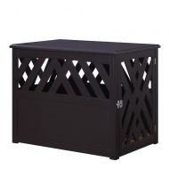 Unipaws unipaws Wooden Pet Crate End Table with Pet Bed, Dog Crate Kennels, Home Deco Furniture Indoor Use, Modern Design Dog House