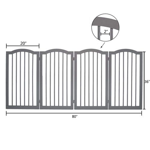  Unipaws unipaws Wooden Dog Gate with 2pcs Support Feet, Freestanding Pet Gate for Doorway Stairs, Decorative Indoor Dog Barrier with Arched Top, Gray
