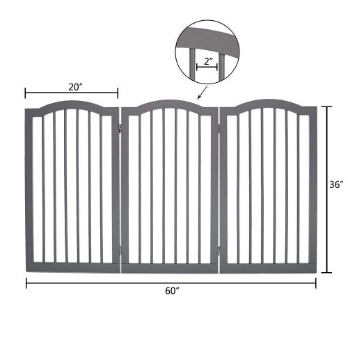  Unipaws unipaws Wooden Dog Gate with 2pcs Support Feet, Freestanding Pet Gate for Doorway Stairs, Decorative Indoor Dog Barrier with Arched Top, Gray