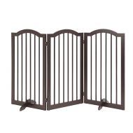 Unipaws unipaws Freestanding Pet Gate with 2Pcs Support Feet, Foldable Dog Gate for Stairs, Pet Gate Panels, Decorative Indoor Pet Barrier with Arched Top for Small Dogs, Espresso