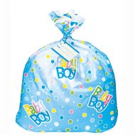 Unique Jumbo Plastic Blue Polka Dot Boy Baby Shower Gift Bag