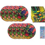 Unique Teenage Mutant Ninja Turtles TMNT Birthday Party Supplies Bundle includes Dessert Cake Plates and Cake Beverage Napkins - Serves 16