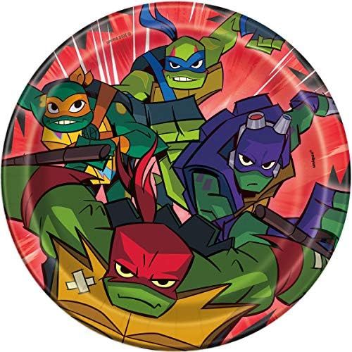  Unique Teenage Mutant Ninja Turtles TMNT Birthday Party Supplies Bundle includes Dessert Cake Plates and Cake Beverage Napkins - Serves 16