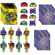 Unique Teenage Mutant Ninja Turtles TMNT Birthday Party Supplies Favor Bundle includes Loot Bags, Blowouts, Paper Mask, Stickers