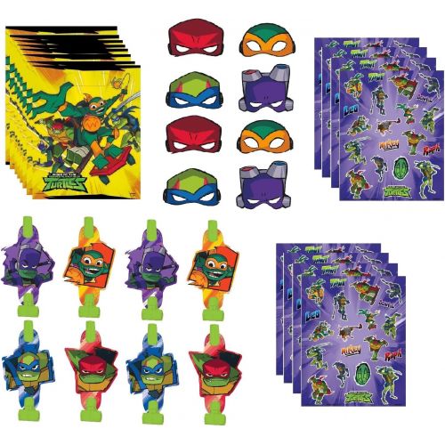  Unique Teenage Mutant Ninja Turtles TMNT Birthday Party Supplies Favor Bundle includes Loot Bags, Blowouts, Paper Mask, Stickers