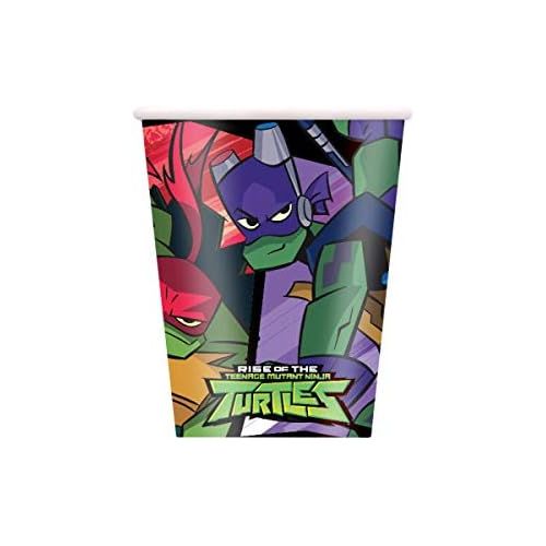  Unique TMNT Teenage Mutant Ninja Turtles Birthday Party Supplies Bundle includes Lunch Plates, Cups, Napkins, Table Cover, Birthday Banner - Serves 16