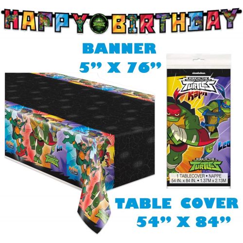  Unique Ninja Turtle Birthday Party Supplies, Teenage Mutant Ninja Turtle Party Supplies for TMNT Party, Serves 8 Guests, For Boys and Girls, With Table Cover, Banner Decoration, Plates an